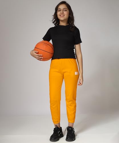 Image of KYDA KIDS Girls Mid Rise 100% Pure Cotton Track Pants | Regular Fit Elastic Waist Casual Wear | Soft Comfortable Kids Trousers (Pack of 2)