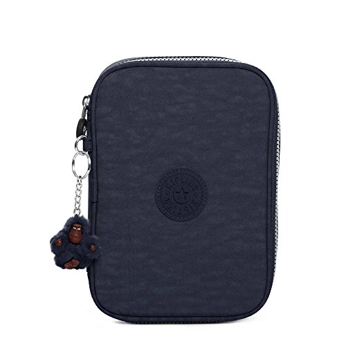 Kipling Estojo para 100 canetas, ouro brilhante, 15 cm C x 21 cm A x 5 cm P, Azul verdadeiro, 6'L X 8.25'H X 2'D