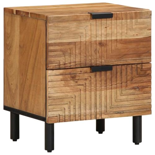 vidaXL Nachttisch 40x33x46 cm Massivholz Akazie, Nachtschrank, Beistellschrank, Nachtkommode, Bettschrank, Beistelltisch, Nachtkonsole