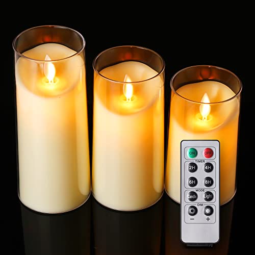 Dalang Flickering Flameless Led Candles With Remote Control And Timer, Ideal For Halloween, Christmas,Partty And Home Decor,Gifs For Wife,Mother,Friend,3D Wick, Set Of 3 (Ivory Dx567 H) #TOP6
