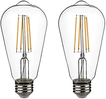 Yueximei ST64 Dusk to Dawn Light Sensor LED Bulb, Filament Lamp, 6W 60W Equivalent, E26 5000K, 650 Lumens, Auto On/Off,...