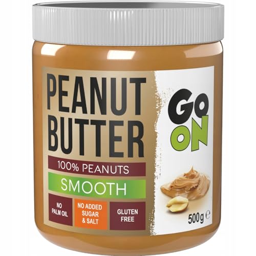 Go On mantequilla de maní - Sin azúcar agregada, sal, aceite de palma - 100% Nueces - Alto contenido de proteínas - 1 paquete x 500 g (Smooth)