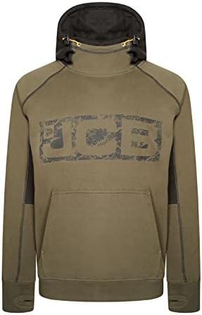 JCB - Horton Hoodie, Large - Made with 80% Cotton & 20% Polyester - Hoodies for Men Branding Details - Mens Clothes - Cordura Fabric Elbow Patches - 320gsm - Navy/Black