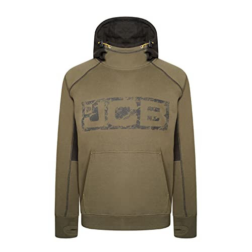 JCB - Horton Hoodie, XXX-Large - Made with 80% Cotton & 20% Polyester - Hoodies for Men Branding Details - Mens Clothes - Cordura Fabric Elbow Patches - 320gsm - Olive/Black