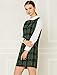 Allegra K Women's Peter Pan Collar Contrast Shift Long Sleeve Plaid Dress Medium Green