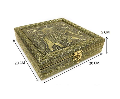 Image of RIOMAX Decorative Empty Dry Fruit Box (4 Section Box) (Golden Elephant)