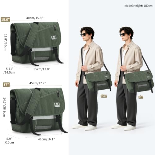 Image of OIWAS 17 Inch Messenger Bag for Men Laptop Crossbody Bags Women, Dark Green