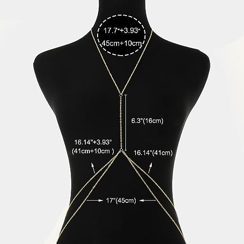 14K Gold Plated Sexy Body Chains for Women, Layered Rhinestone Crossover Bikini Bra Body Jewelry, Summer Beach Crystal Belly Waist Chain(Chain) — view 6