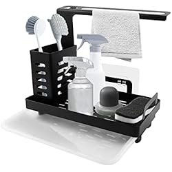 Auptiz Organizador Estropajo Fregadero Guarda Estropajos,Organizador Sink Caddy Soporte,ara Utensilios de Cocina para el Fregadero Acero Inoxidable?Soporte para Esponjas y trapos