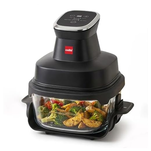 CELLO Airmate Modular Air Fryer with 5MM Borosilicate Glass Bowl 4L | 90% Less Fat Cooking, 1500W High Speed 360° Air Wave Technology | For Fry Bake Crisp Keep Warm, Cook Serve Store, Dishwasher Safe
