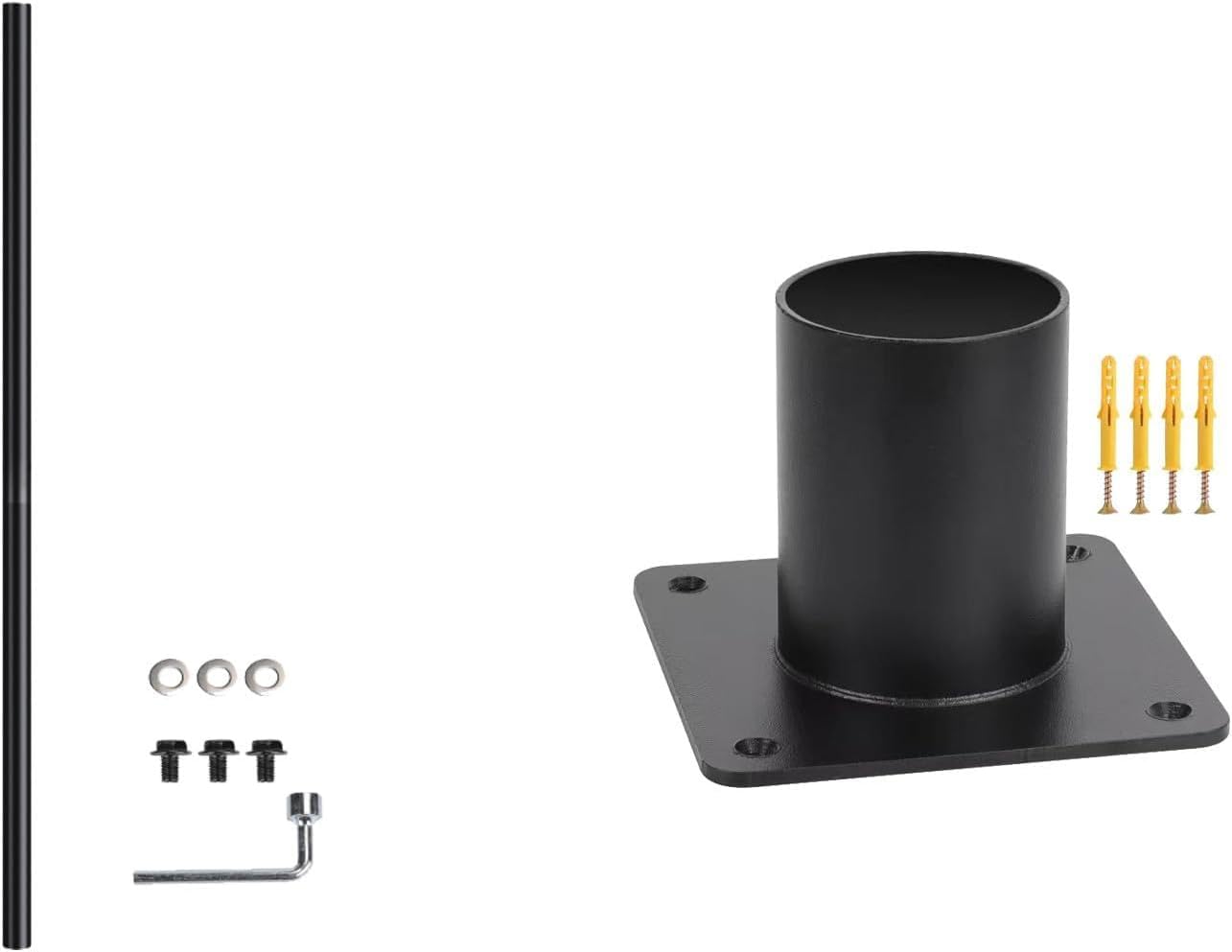 Modern 3" x 84" Black Cast Outdoor Light Post and Heavy Duty 3" Pier Mount Adapter for Surface Mount Posts