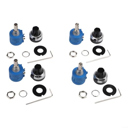 Image of Qualoramall 4 Pack 3590S-2-103L 10K Ohm Wirewound Rotary Potentiometer with Knob Multi Turn Variable Resistor for Electronic Projects 22x38mm