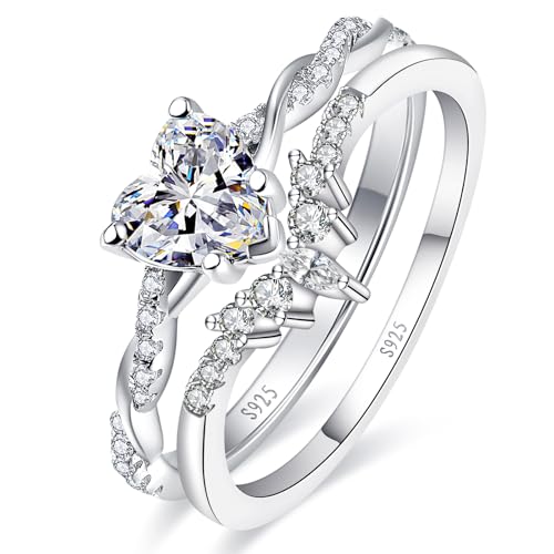 Womens Heart Promise Ring 1.25ct 925 Silver