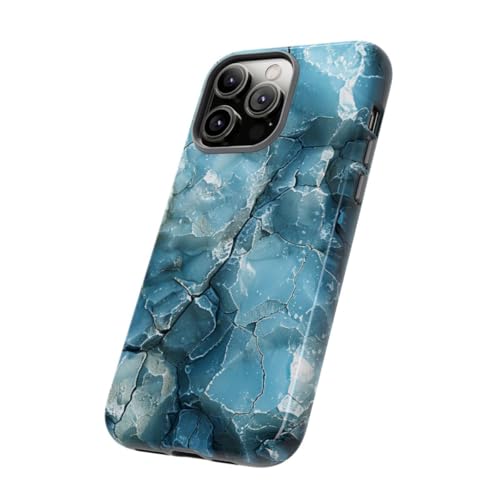 Coque rigide iPhone 14 Pro Max bleu anti-rayures motif fractal brillant - 2