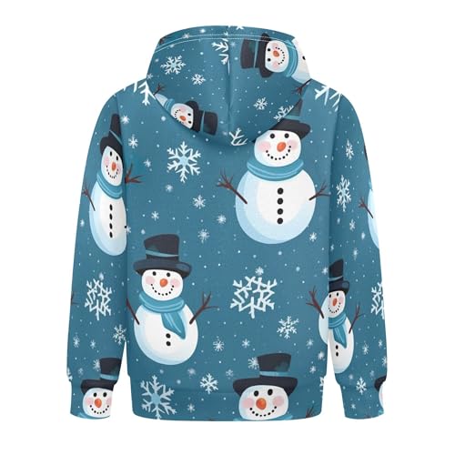 Kids Hoodies Sweaters Christmas Snowman Hooded Sweatshirts with Big Pockets for Boys Girls B04000382