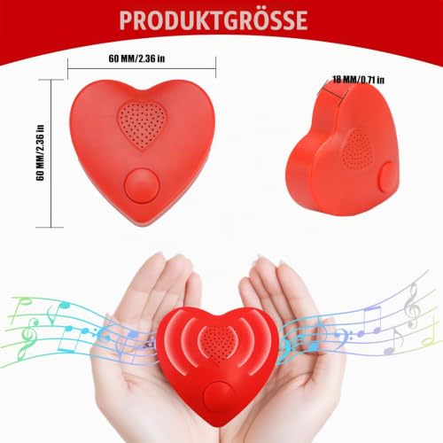 Diktiergerät, 350s Voice Box für aufnehmbares Geschenke-Knopf-Soundbox für Stofftiere, Weihnachten, Valentinstag Plüschtier & manuelle DIY kreative Soundgeschenke für Jungen, Mädchen (Rot) – Bild 3