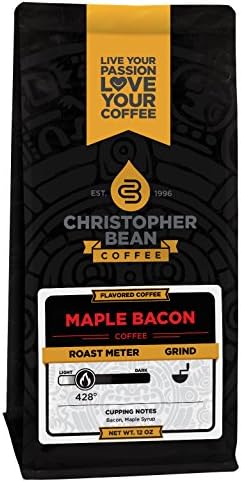 Christopher Bean Coffee Flavored Whole Bean Coffee, Maple Bacon, 12 Ounce