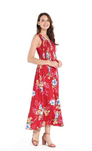 Image of Matchable Family Hawaiian Luau Men Women Girl Boy Clothes in Hibiscus Red