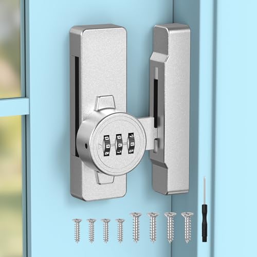 YogePote Sliding Closet Door Lock, Password Door Latch, 1 Pack Silver