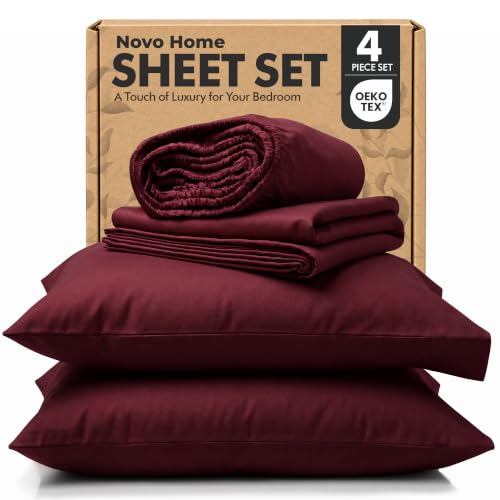 Novo Home Queen Sheet Set 4 Piece, Hotel Luxury Microfiber Bed Sheets