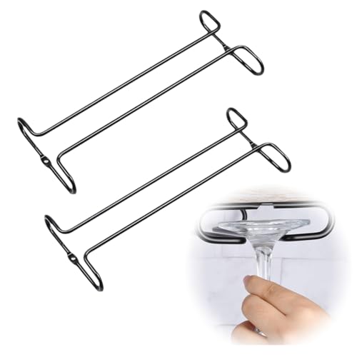 Soporte Copas Colgante, 2 Piezas Soporte Copas Colgante, Estante Colgar Copas de Vino Estante para Copas de Vino Soporte Copas de Pared con Tornillos para Hogar, Bar, Cocina, Restaurante