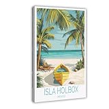 NLKQHTF Isla Holbox - Póster de viaje de México, lienzo decorativo para pared, pinturas para sala de estar, dormitorio, decoración de 30 x 45 cm
