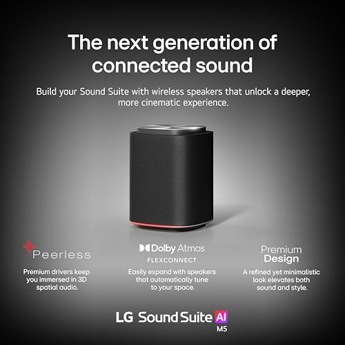 Image of LG M5 Sound Suite Wireless Speaker with Dolby Atmos FlexConnect- Bluetooth and Wi-Fi, Google Cast & AirPlay - Dual Tweeters + 3 inch Woofer - Connect to TVs & H7 Soundbar - (New 2026 Model)