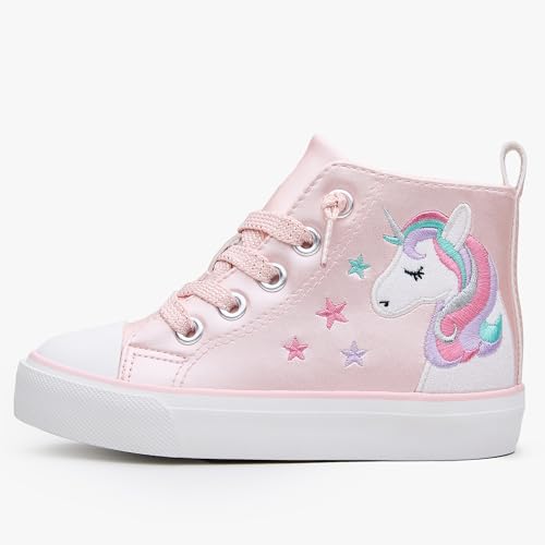Weestep Toddler Girls Glitter High-Top Sneakers – Easy-On Canvas Shoes3