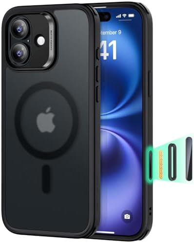 ESR for iPhone 16 Case, Compatible with MagSafe, Shockof Military-Grade tection, TPU, Magnetic Phone Case for iPhone 16, Classic Hybrid Case (HaloLock), Frosted Black