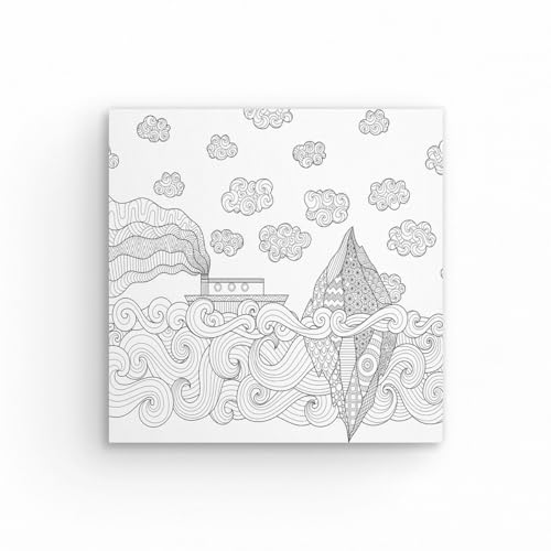 Kit Tela Para Pintura Com Tinta E Pincel Canvas 20x20cm (Navio)