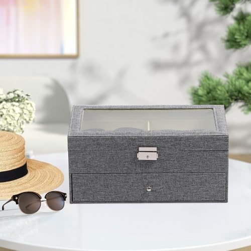 Image of AUTOARK Linen Eyeglasses Storage Case Organizer,12 Piece,Grey,AW-096 | Sunglass Display, Drawer Lockable