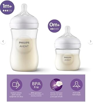 Philips Avent Natural Response Doğal Tepkili Pp 2'li Biberon Seti, 125ml, 0 Ay & 260ml, 3 Ay - Cam Değildir.