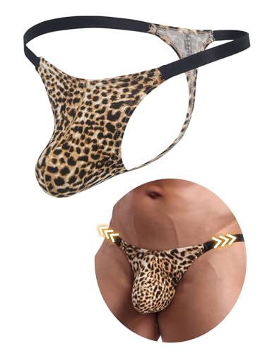 comeondear Leopard String Tanga für Herren Dessous Reizwäsche Sexy Unterwäsche für Mann Große Größen Mini Thong Low Waist Unterhosen Slip T...