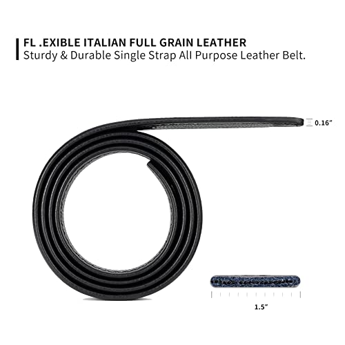 Image of ARIMIA Fashion Mens Real Leather Ratchet Belt Black Adjustable Length Full Grain Soft Genuine Cowhide Strap 1.5 Inch Wide (Silver Black, Adjustable from 26 inch to 44 inch Waist)