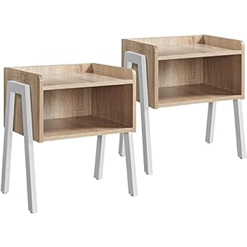 Yaheetech Set di 2 Comodino da Letto Impilabile Vintage Tavolino da Divano Laterale Set Tavolini Bassi da Salotto con Scomparto 46 x 33 x 53 cm
