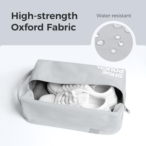 pack all Stylish Shoe Bag for Travel, Water-Resistant Shoe Pouch for Gym, Smell-Proof Soccer Cleats Bag for Sport (Light Grey)2