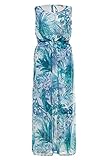 Chiffon mit Dschungelmuster Ulla Popken Damen große Größen bis 64, Doppellagiges Kleid, ärmellose Passform, Chiffon mit Dschungelmuster, blickdichtes Jerseykleid, V-Ausschnitt, Multicolor 50 722291 90-50