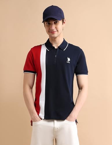 Image of U.S. POLO ASSN. Slim Fit Polo T Shirts for Men - 100% Cotton, Half Sleeves Mens Tshirt