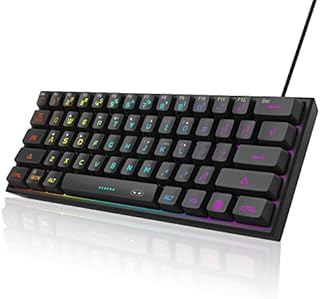 Mini 60% Gaming Keyboard, RGB Backlit 61 Key Ultra-Compact Keyboard, MageGee TS91 Ergonomic Waterproof Mechanical Feeling Office Computer Keyboard for PC, MAC, PS4, Xbox ONE Gamer(Black)