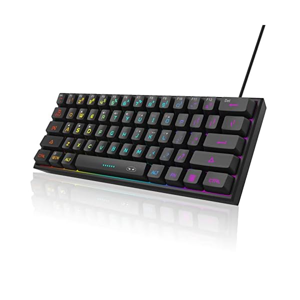 MageGee Mini 60% Gaming Keyboard, RGB Backlit 61 Key Ultra-Compact Keyboard, TS91 Ergonomic Waterproof Mechanical Feeling Office Computer Keyboard for PC, MAC, PS4, Xbox ONE Gamer(Black)