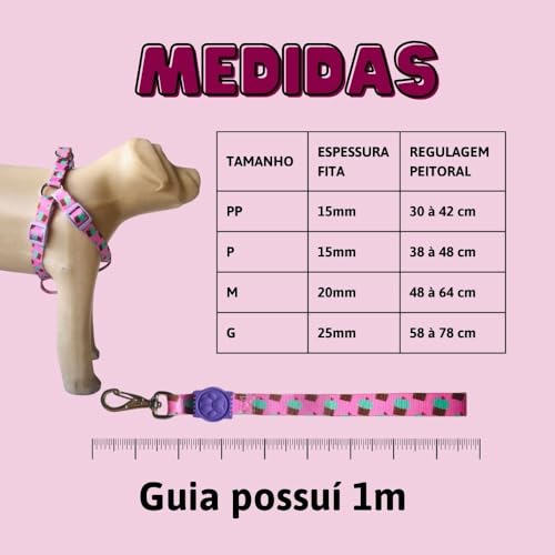 MY PET BRASIL Peitoral Para Cachorros M Ajuste Fácil No Corpo Do Pet Cupcake Coleira Peitoral Regulá