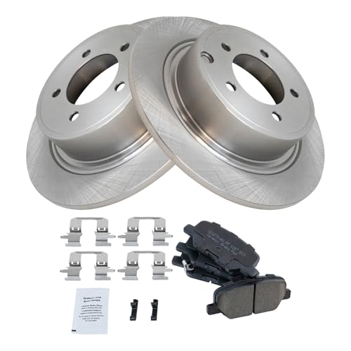 Image of TRQ Rear Brake Pad and Rotor Set Ceramic Compatible with 2013 Mitsubishi Outlander ES SE Front Wheel Drive