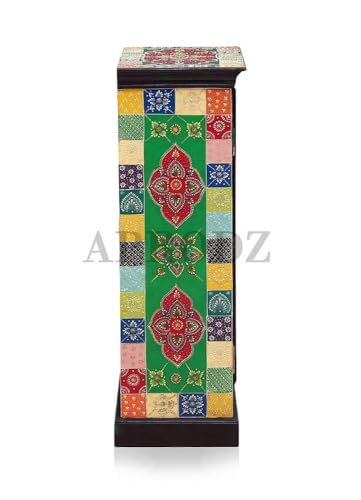 Image of APRODZ Wooden Handpainted Storage Cabinet for Living Room (Multicolor)