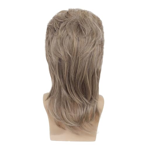 Image of Swiking Mens Mullet Wig Blonde Retro 70s 80s Disco Rocker Curly Punk Fancy Party Halloween Cosplay Costume Full Wigs (Blonde)