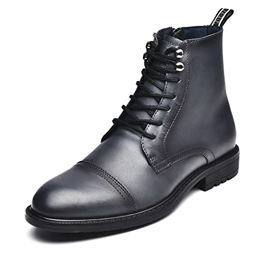 Image of Arkbird Men's Chukka Boots Genuine Leather Ankle Boot for Men Classic Casual Oxford Style Footwear, Light Black(111), 8 UK