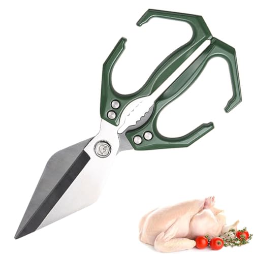 Tijeras de Cocina multifuncionales para Trabajo Pesado, Tijeras para Aves de Corral con Mango, Tijeras de Acero Inoxidable Resistentes para Carne, Verduras y nueces,Red