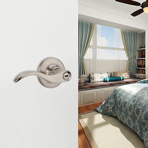 Henyin Wave Lever Keyed Entry Door Lock/Door Knob Hardware Wave Handle And Closet Lockset (Without Key)(805-Bk-L) (Left Hand) #TOP2
