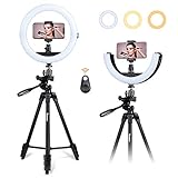 Inkeltech Selfie Ring Light - 10' Foldable LED Light Ring with Tripod and Phone Holder, Lighting Kit...