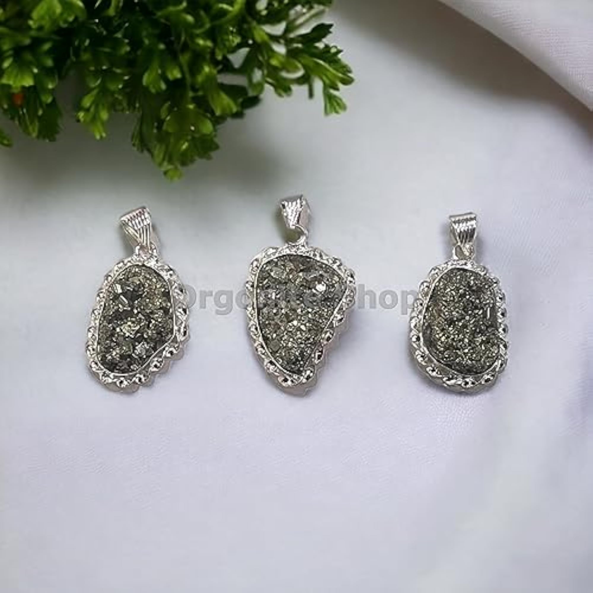 Natural Pyrite Crystal Pendant with Chain, Abundance & Protection