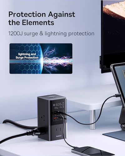 Baseus 10-in-1 USB C Charging Station, 35W PowerCombo Fast Charging Power Strip with 6AC+2U+2C USB, USB C Charging Station for Desktop Accessories, MacBook, Tablets in Office, Home and Dorm image 5